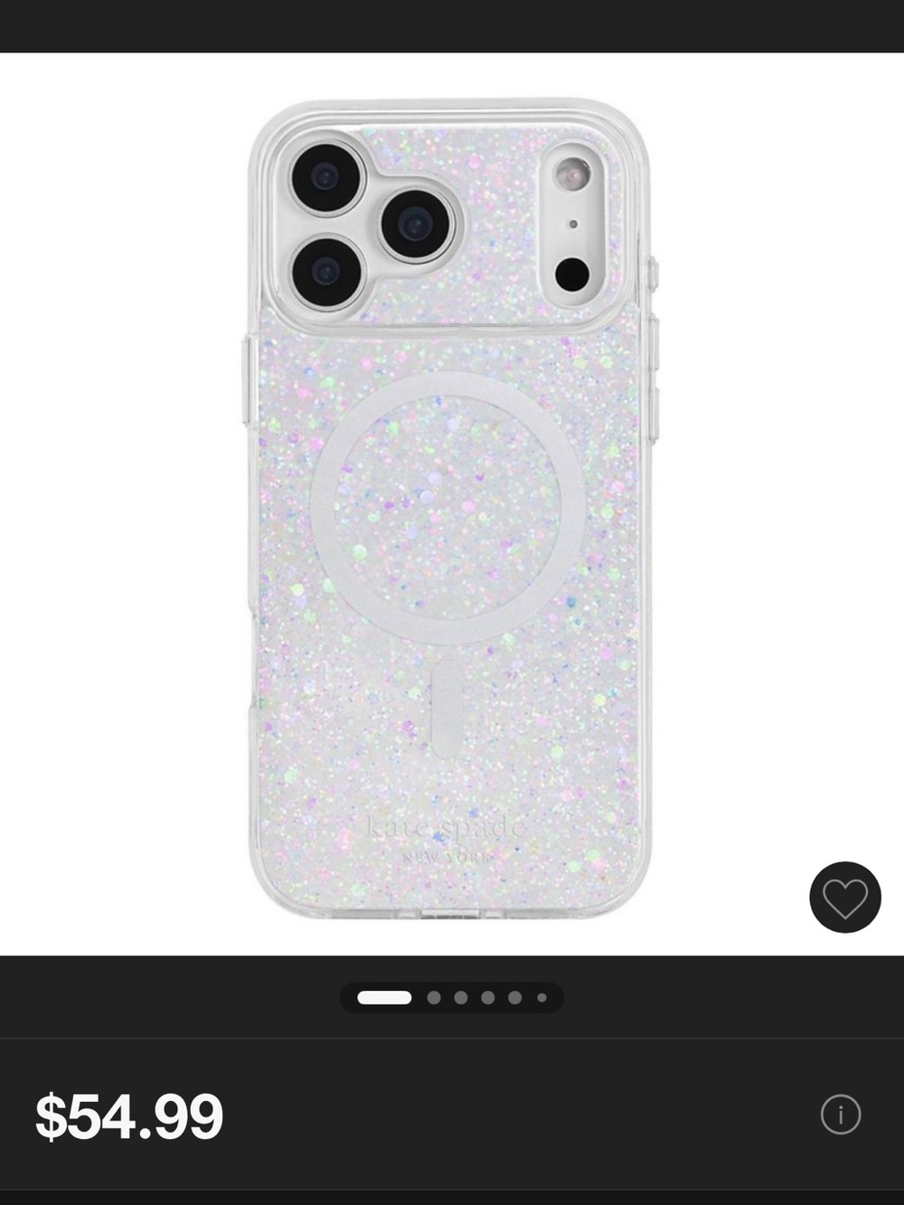kate spade Iridescent Glitter MagSafe Phone Case - White Sparkle